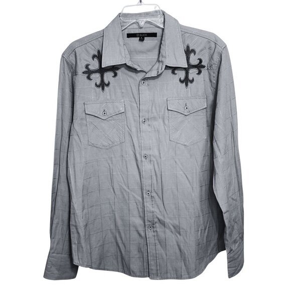 CJ Black Mens Long Sleeve Button Down Gray Shirt - Size Large - Picture 2 of 7